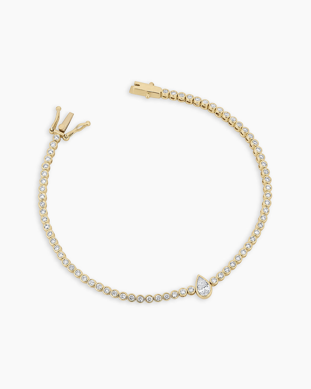 Lab Grown Diamond Pear Charm Tennis Bracelet || option::14K Solid Gold, 6 in.