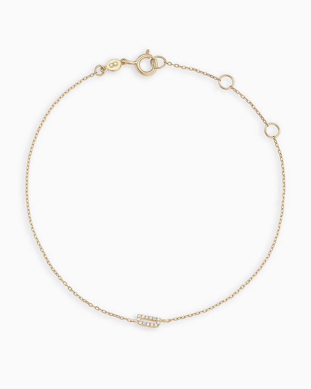 Diamond Pavé Alphabet Bracelet #D || option::14K Solid Gold, D