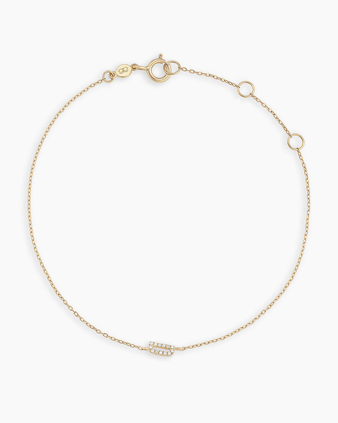 Diamond Pavé Alphabet Bracelet #D || option::14K Solid Gold, D