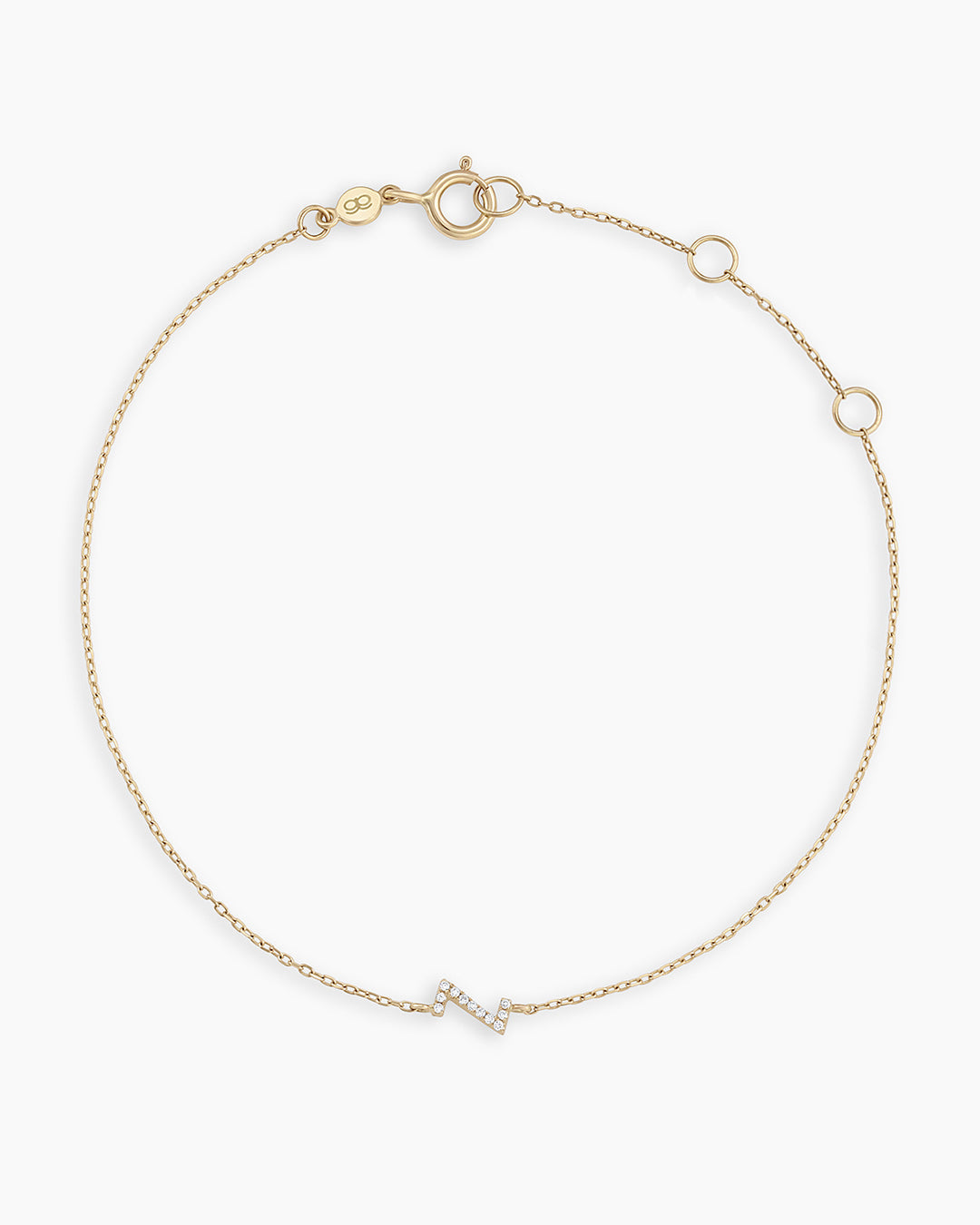 Diamond Pavé Alphabet Bracelet #Z || option::14K Solid Gold, Z