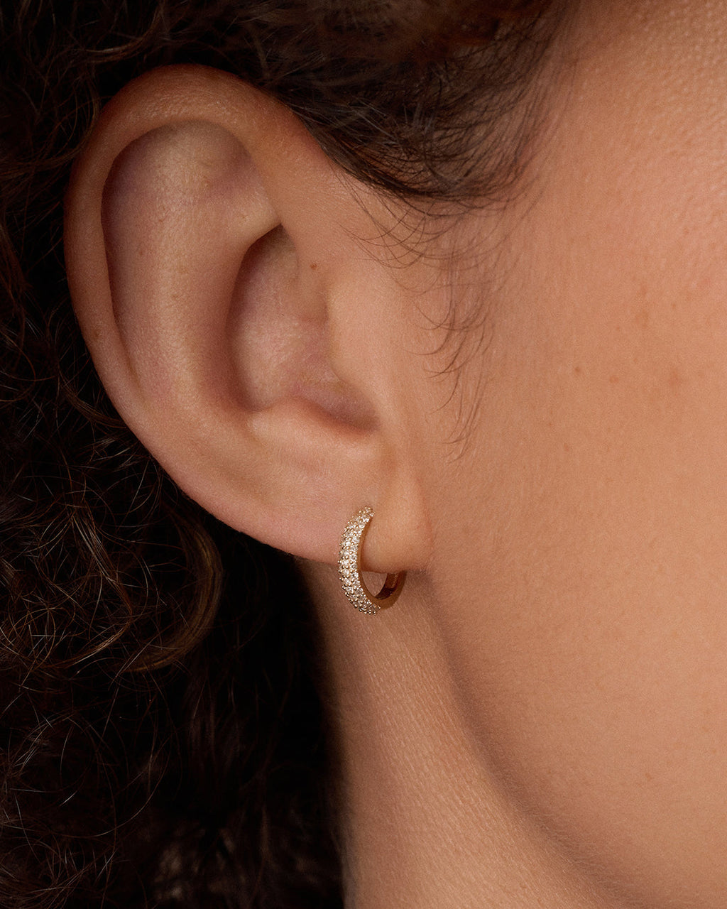 Diamond Paseo Single Huggie || option::14K Solid Gold