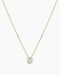 Lab Grown Diamond Halo Necklace || option::14K Solid Gold