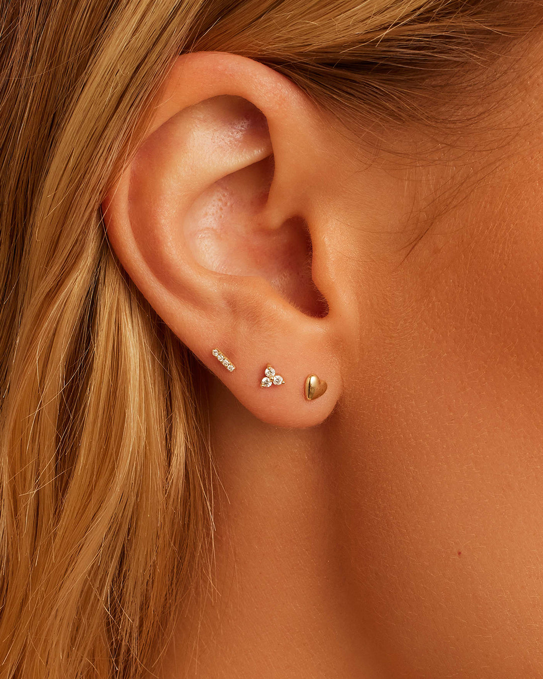 Diamond Pave Bar Flat Back Studs || option::14K Solid Gold || set::diamond-bali-flat-back-stud-stl