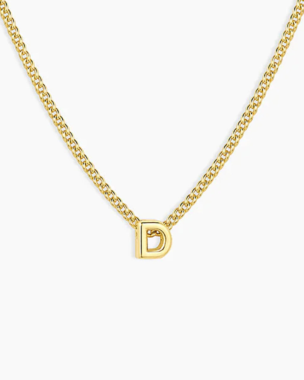 Wilder Mini Alphabet Necklace || option::18K Gold Plated, D