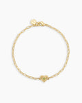 Birthstone Heart Bracelet || option::18K Gold Plated, Peridot - August