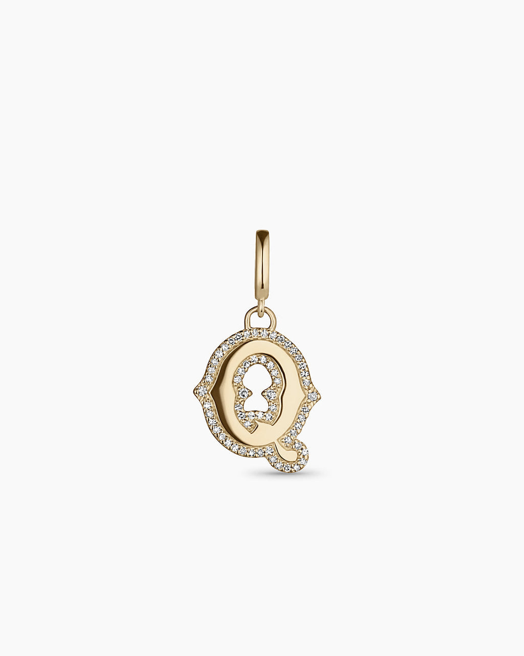 Diamond Era Alphabet Charm || option::14K Solid Gold, Q