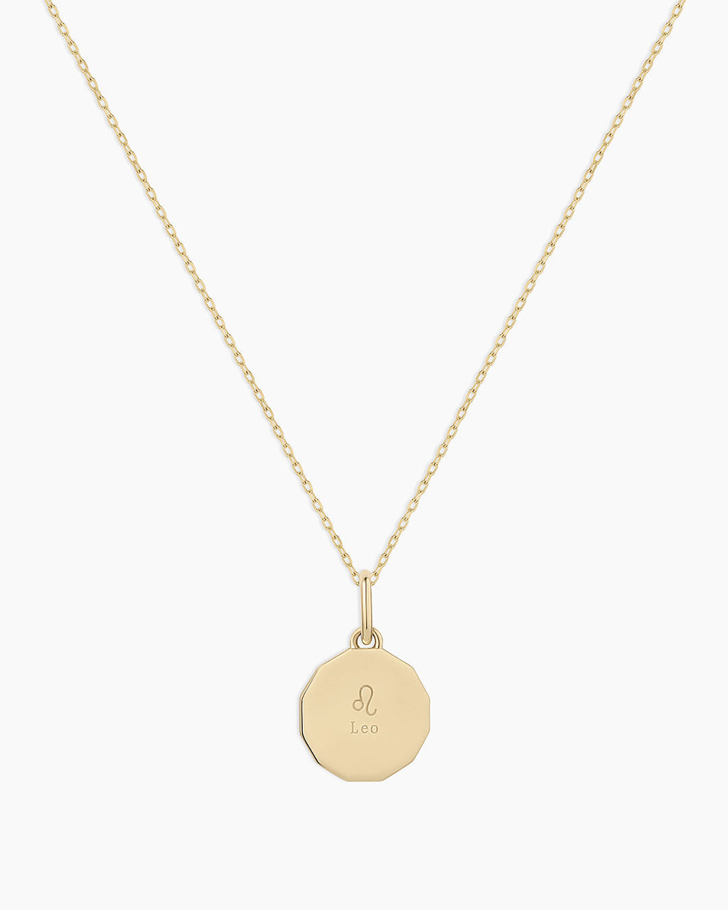 Diamond Zodiac Coin Charm Necklace || option::14K Solid Gold, Leo