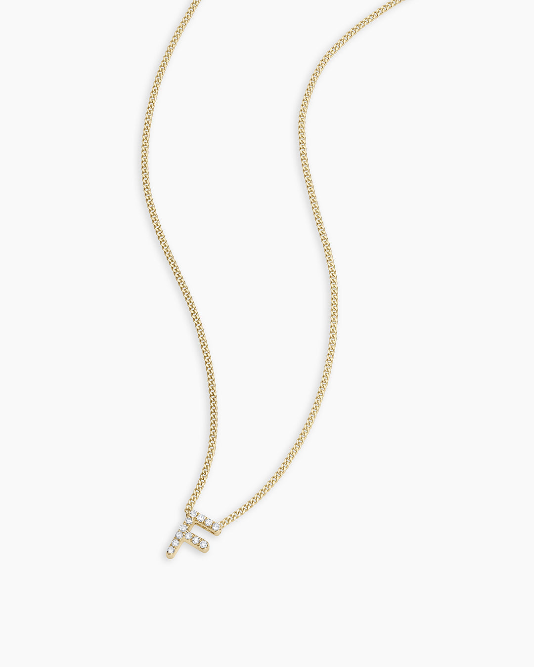 Diamond Alphabet Necklace || option::14K Solid Gold, F