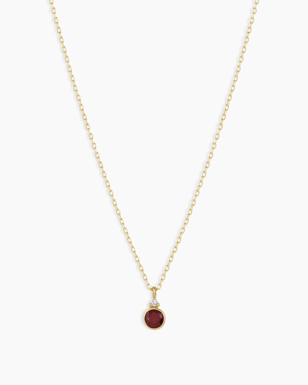 Garnet Birthstone Necklace January Birthstone Necklace  || option::14K Solid Gold, Garnet - January