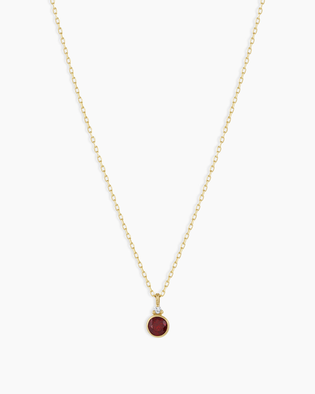Garnet Birthstone Necklace January Birthstone Necklace  || option::14K Solid Gold, Garnet - January
