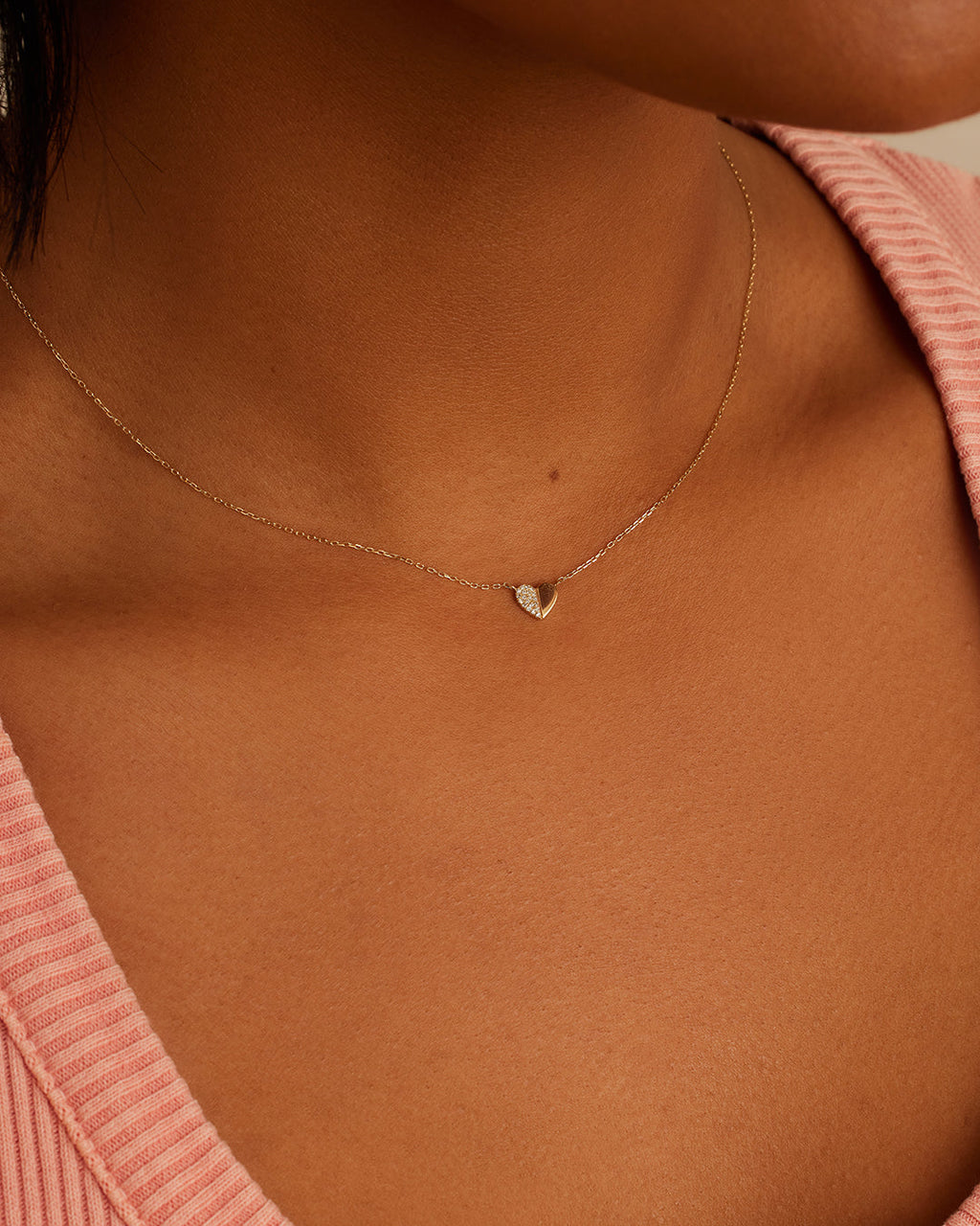 Diamond Bond Necklace || option::14K Solid Gold, Single - Diamonds Left