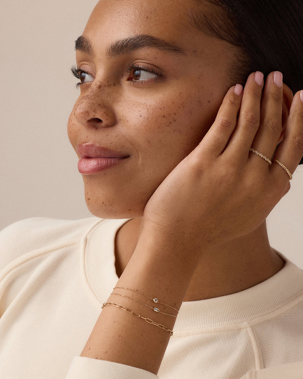 14K Gold Wilder Birthstone Bracelet || option::14K Solid Gold, Aquamarine - March
