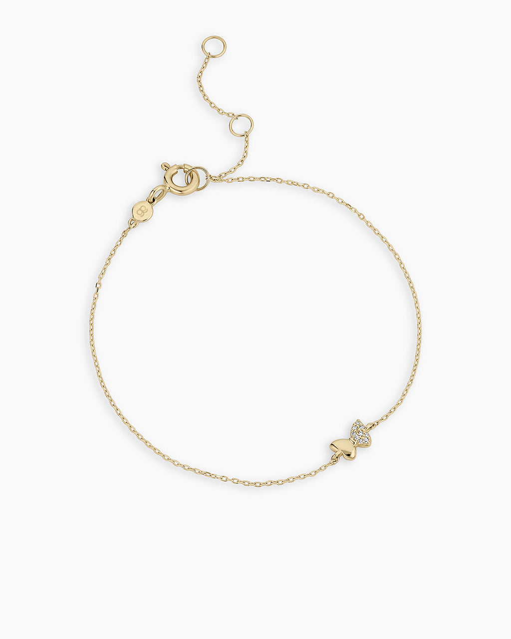 Diamond Bond Butterfly Bracelet || option::14K Solid Gold, Single - Diamonds Right