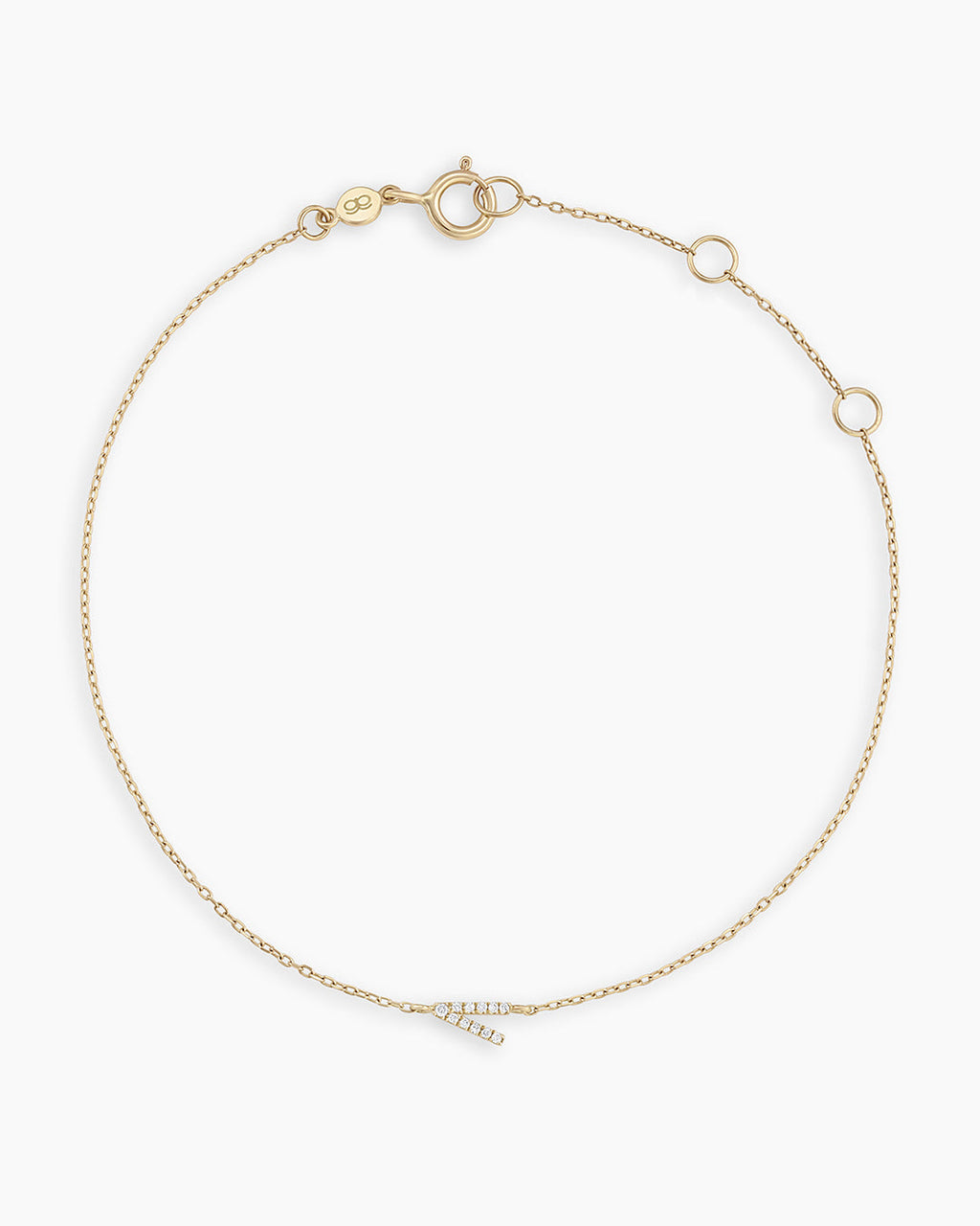Diamond Pavé Alphabet Bracelet #V || option::14K Solid Gold, V