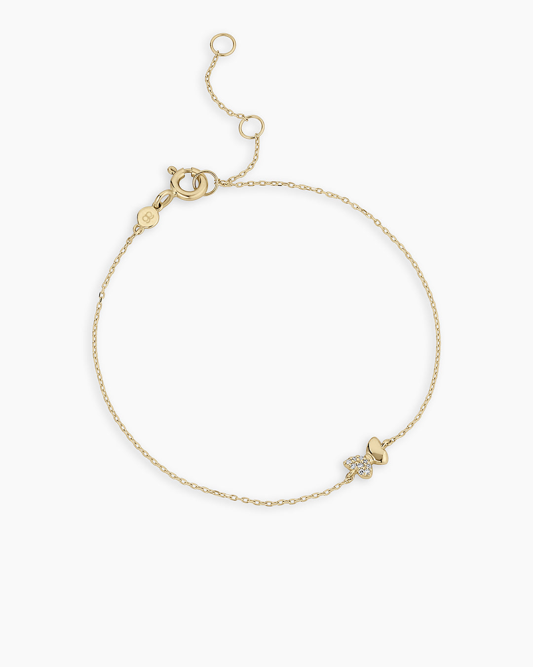 Diamond Bond Butterfly Bracelet || option::14K Solid Gold, Single - Diamonds Left