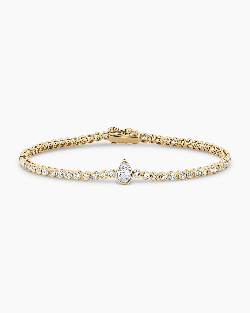 Lab Grown Diamond Pear Charm Tennis Bracelet || option::14K Solid Gold, 6 in.