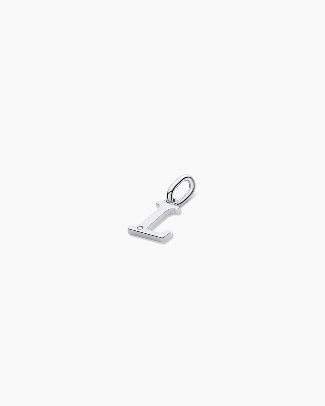 Diamond Vintage Alphabet Charm || option::14K Solid White Gold, L