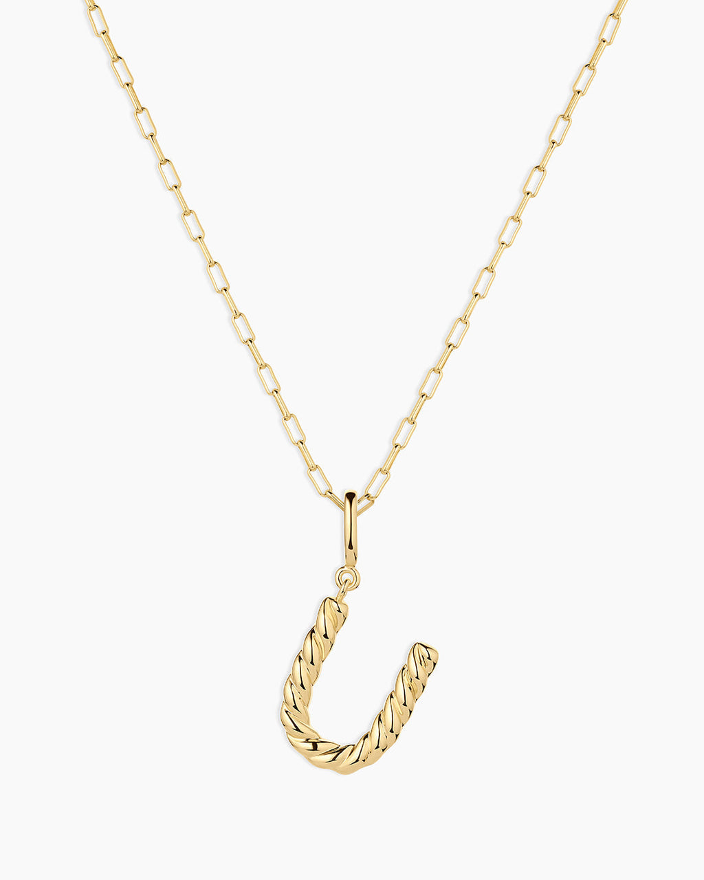Crew Alphabet Statement Charm Necklace || option::18K Gold Plated, U