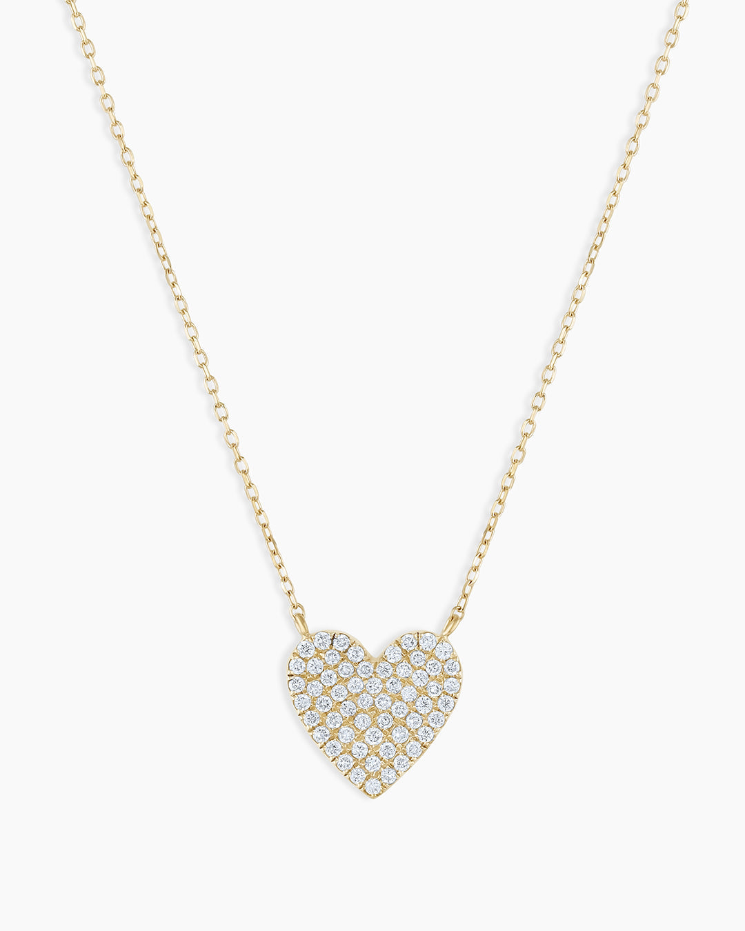 Diamond Pave Heart Necklace || option::14K Solid Gold