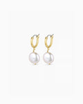 Reese Pearl Huggies || option::18K Gold Plated