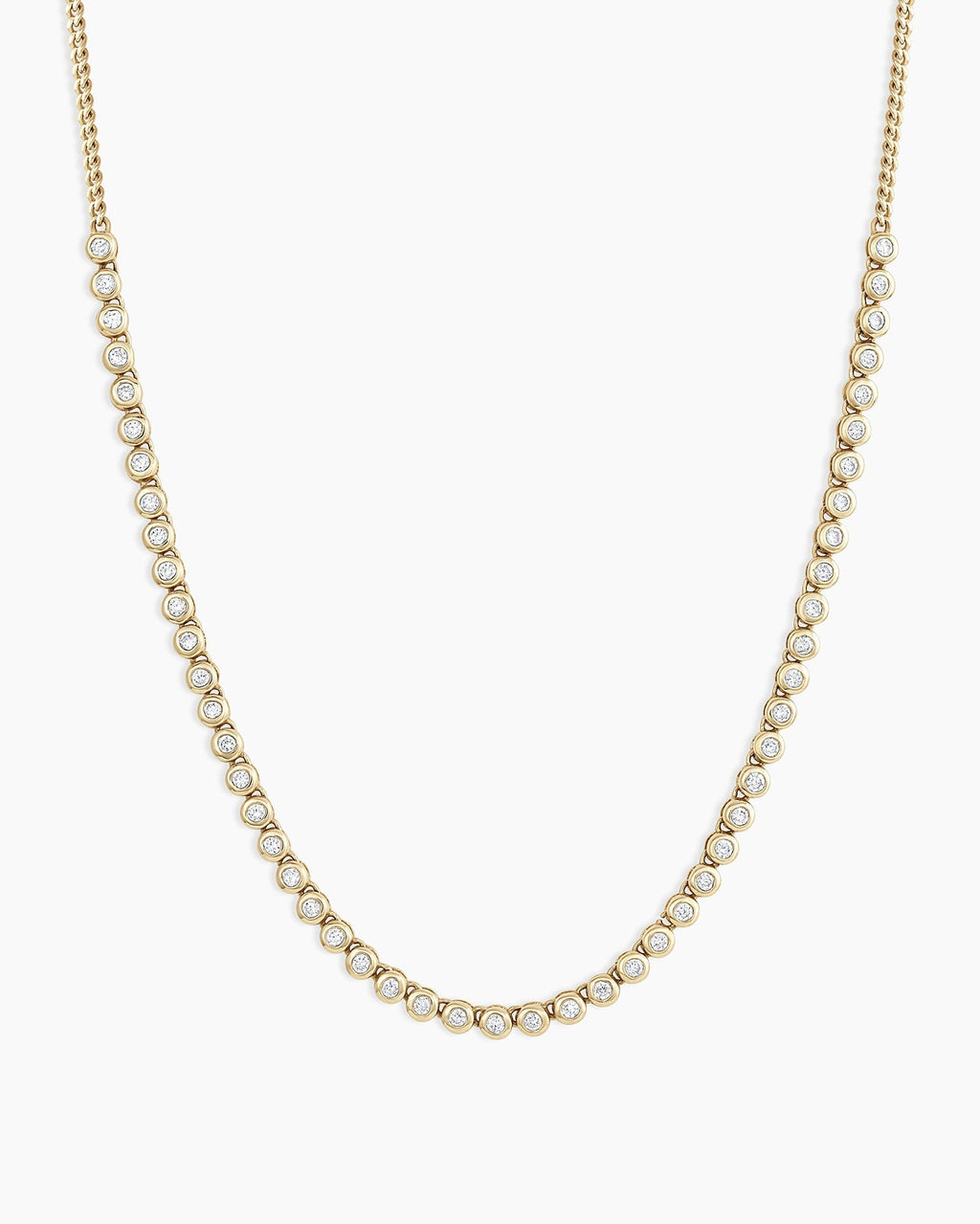 Classic Diamond Row Necklace || option::14K Solid Gold