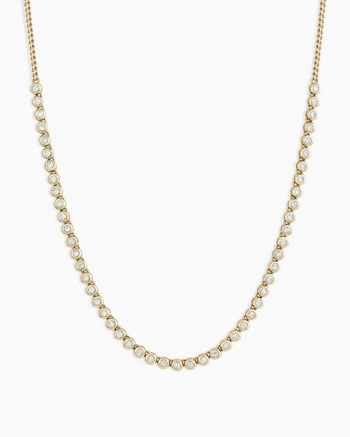 Classic Diamond Row Necklace || option::14K Solid Gold