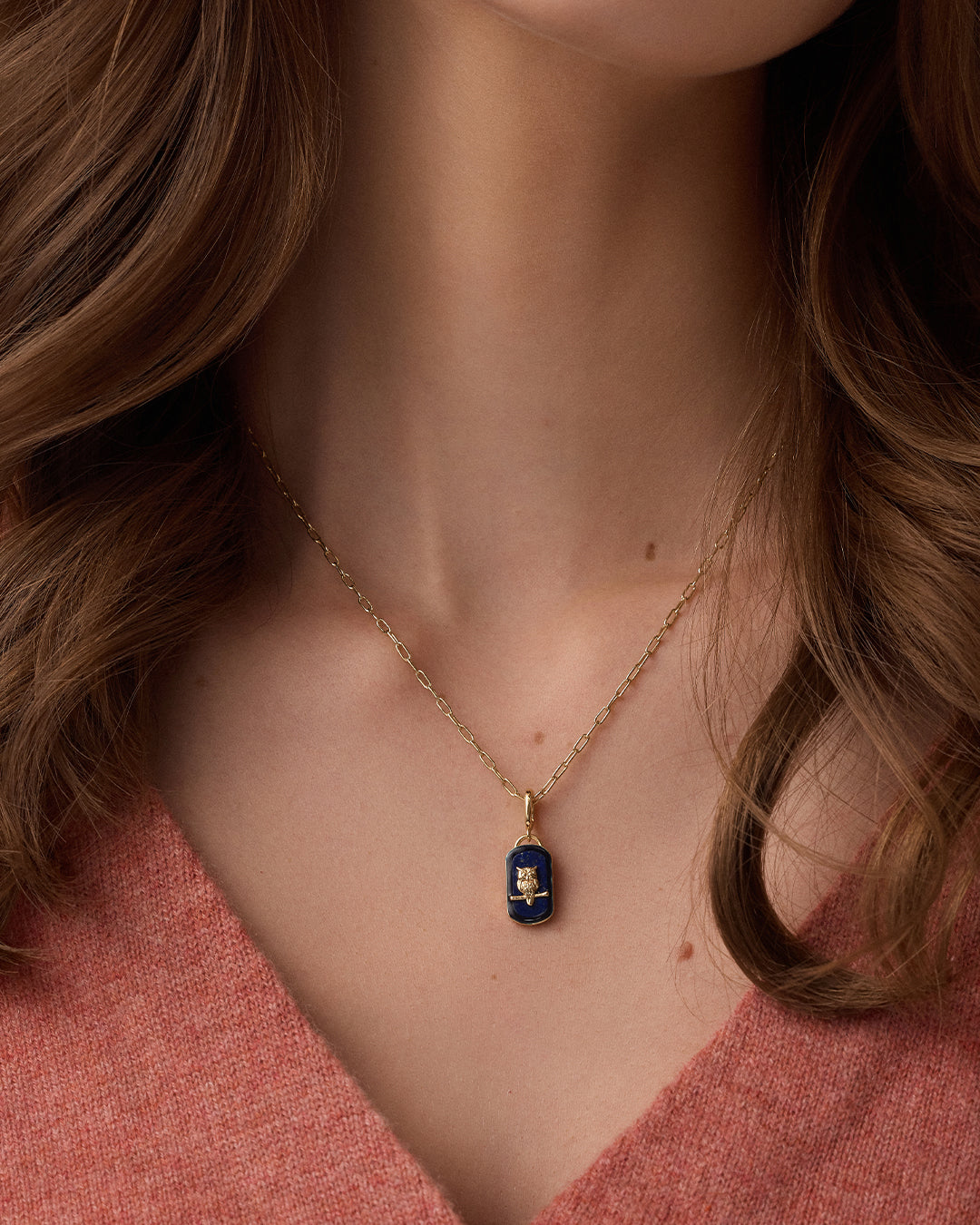 Power Gemstone Parker Charm Necklace Wisdom || option::18K Gold Plated