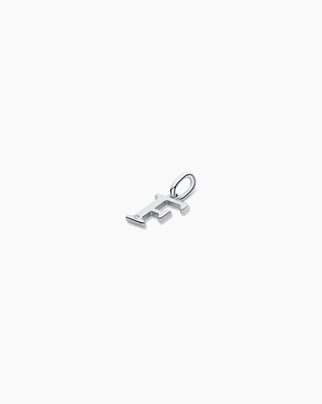 Diamond Vintage Alphabet Charm || option::14K Solid White Gold, F