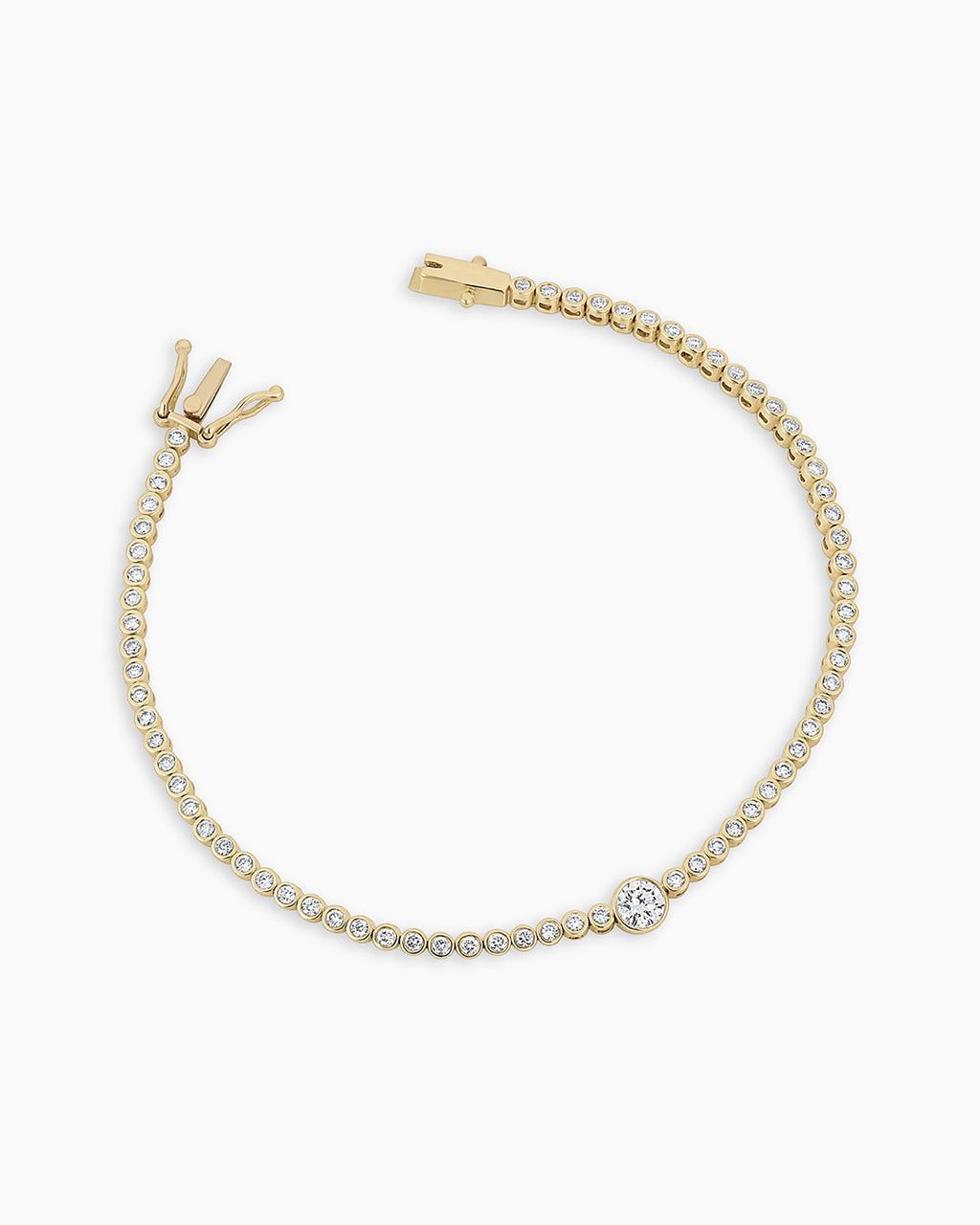 Lab Grown Diamond Circle Charm Tennis Bracelet || option::14K Solid Gold, 6.5 in.