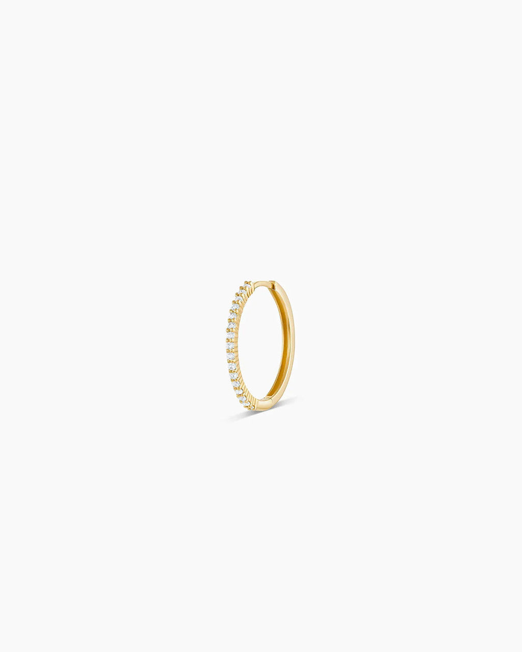 Diamond Pave 13 mm Huggie || option::14K Solid Gold, 13mm