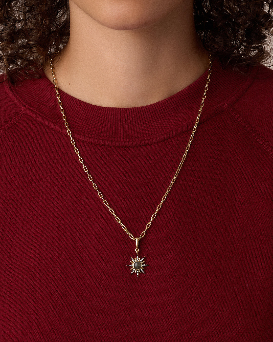 Vintage Burst Charm Necklace || option::18K Gold Plated