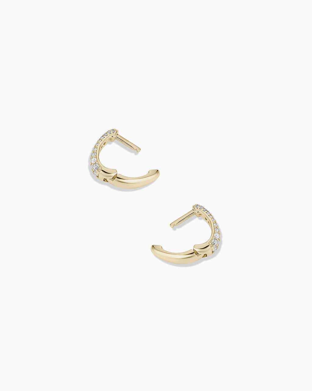 Diamond Banks Huggies || option::14K Solid Gold, 8mm