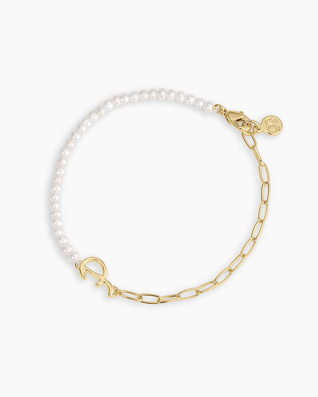 Lou Pearl Alphabet Bracelet || option::18K Gold Plated, P