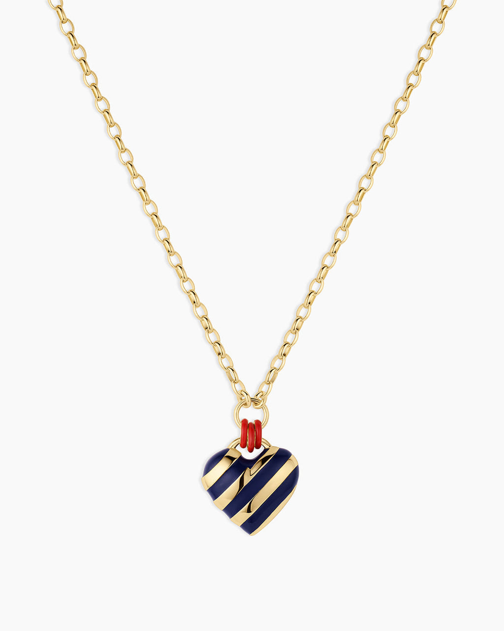 Campbell Enamel Heart Pendant Necklace || option::18K Gold Plated, Blue