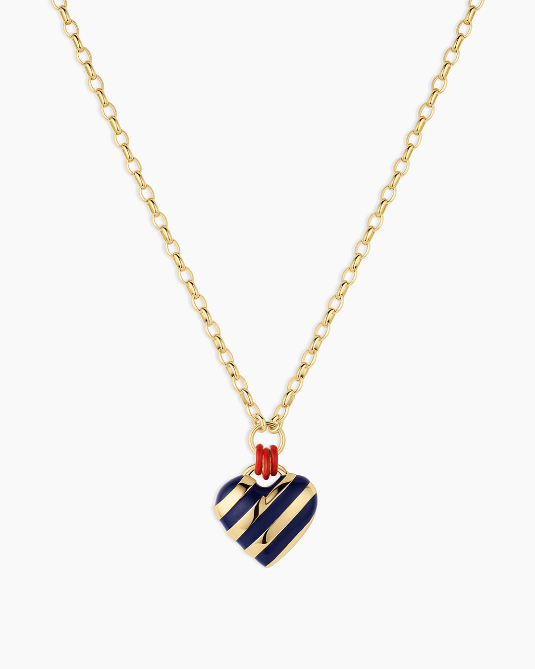 Campbell Enamel Heart Pendant Necklace || option::18K Gold Plated, Blue