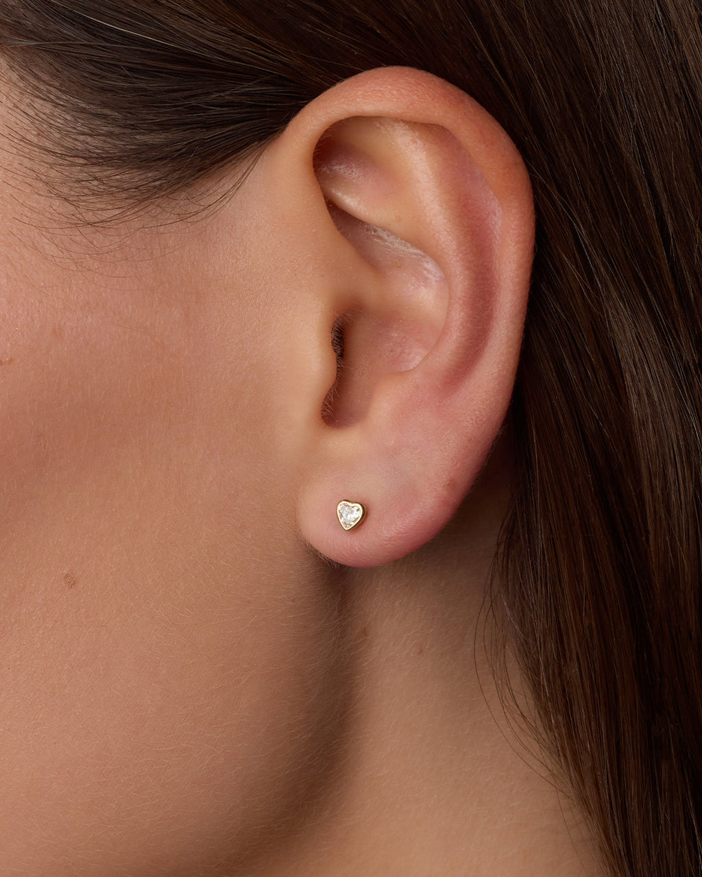 Lab Grown Diamond Heart Flat Back Studs || option::14K Solid Gold