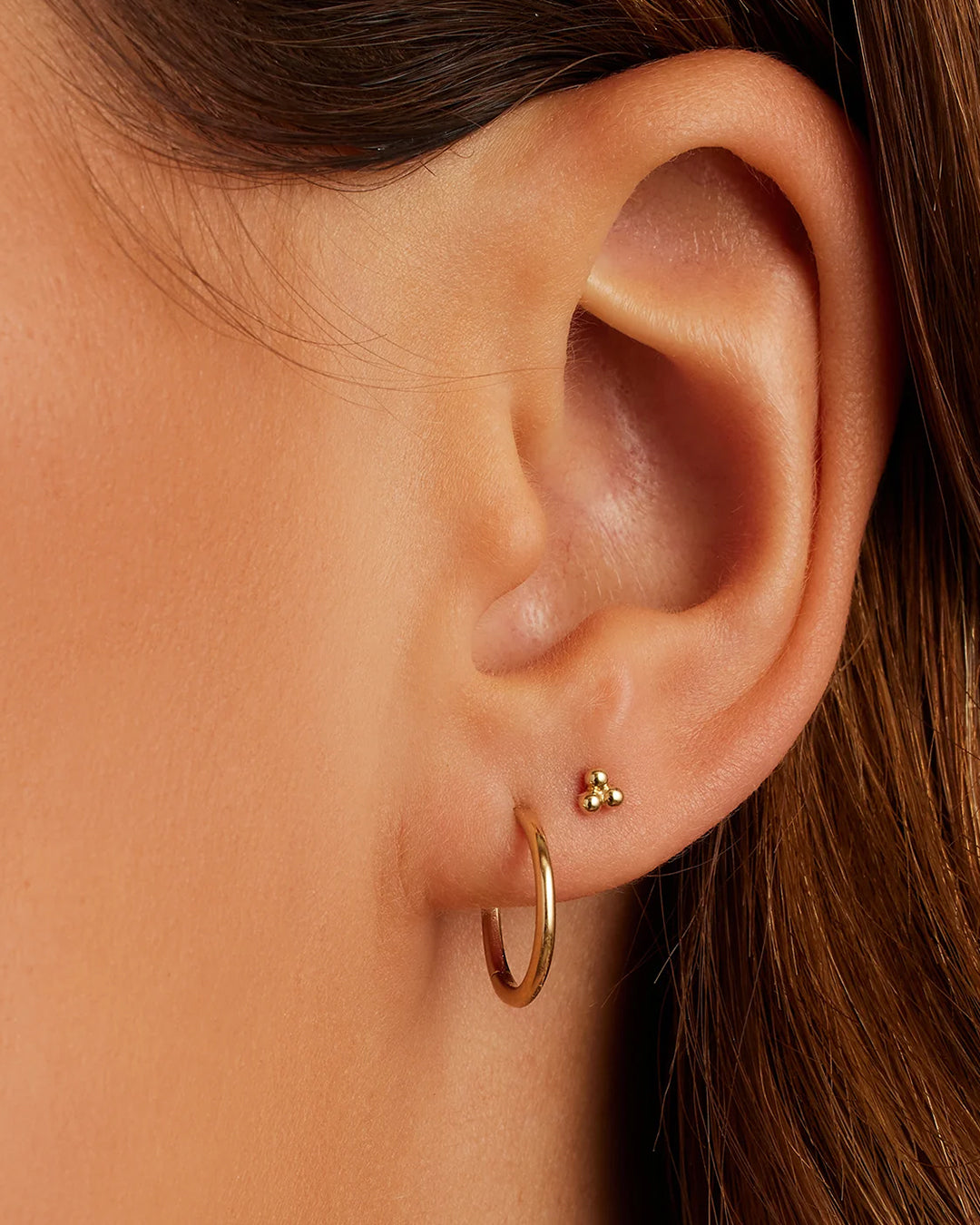 14K Gold Trio Threaded Flatback Studs || option::14K Solid Gold