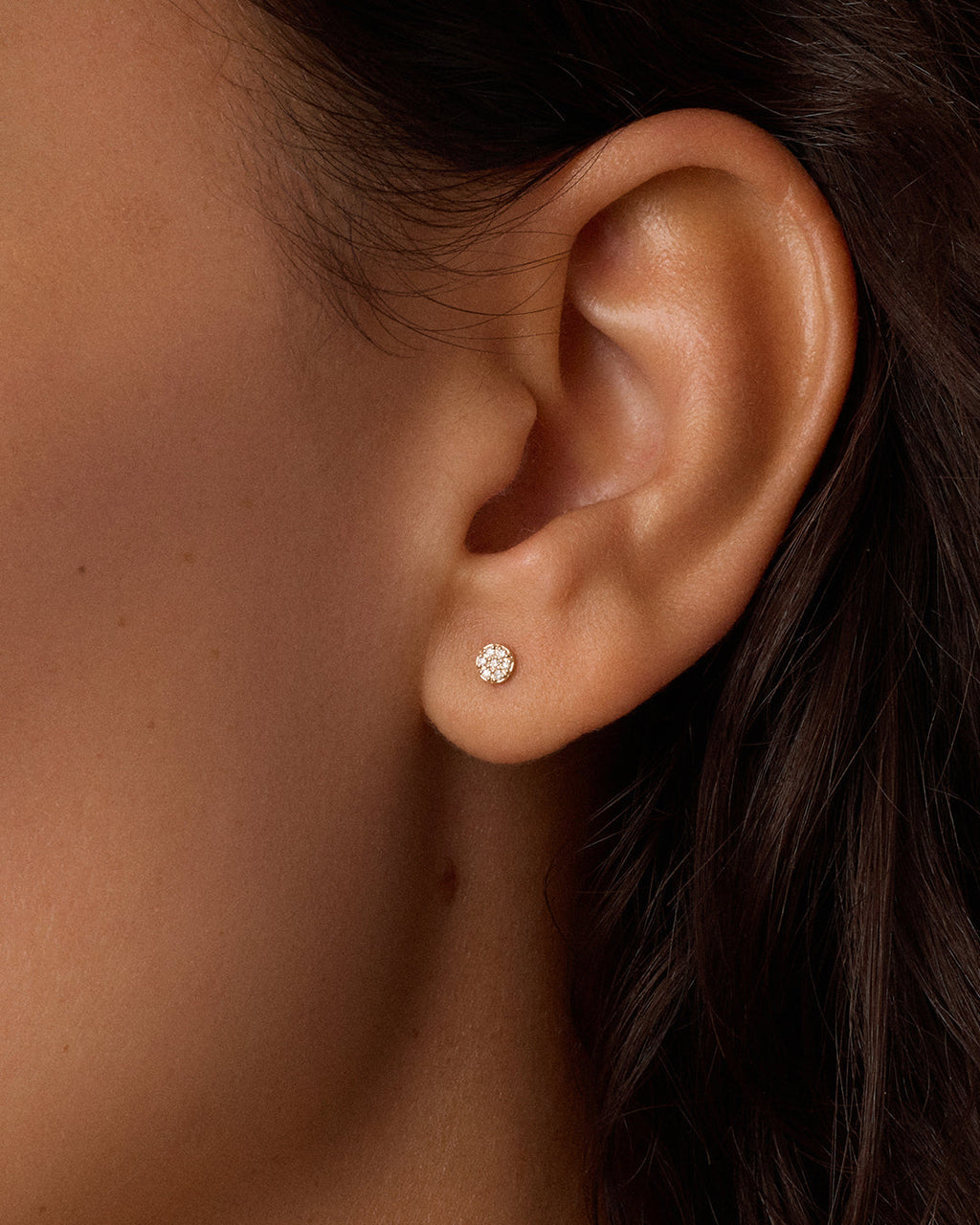 Diamond Pavé Flat Back Studs || option::14K Solid Gold