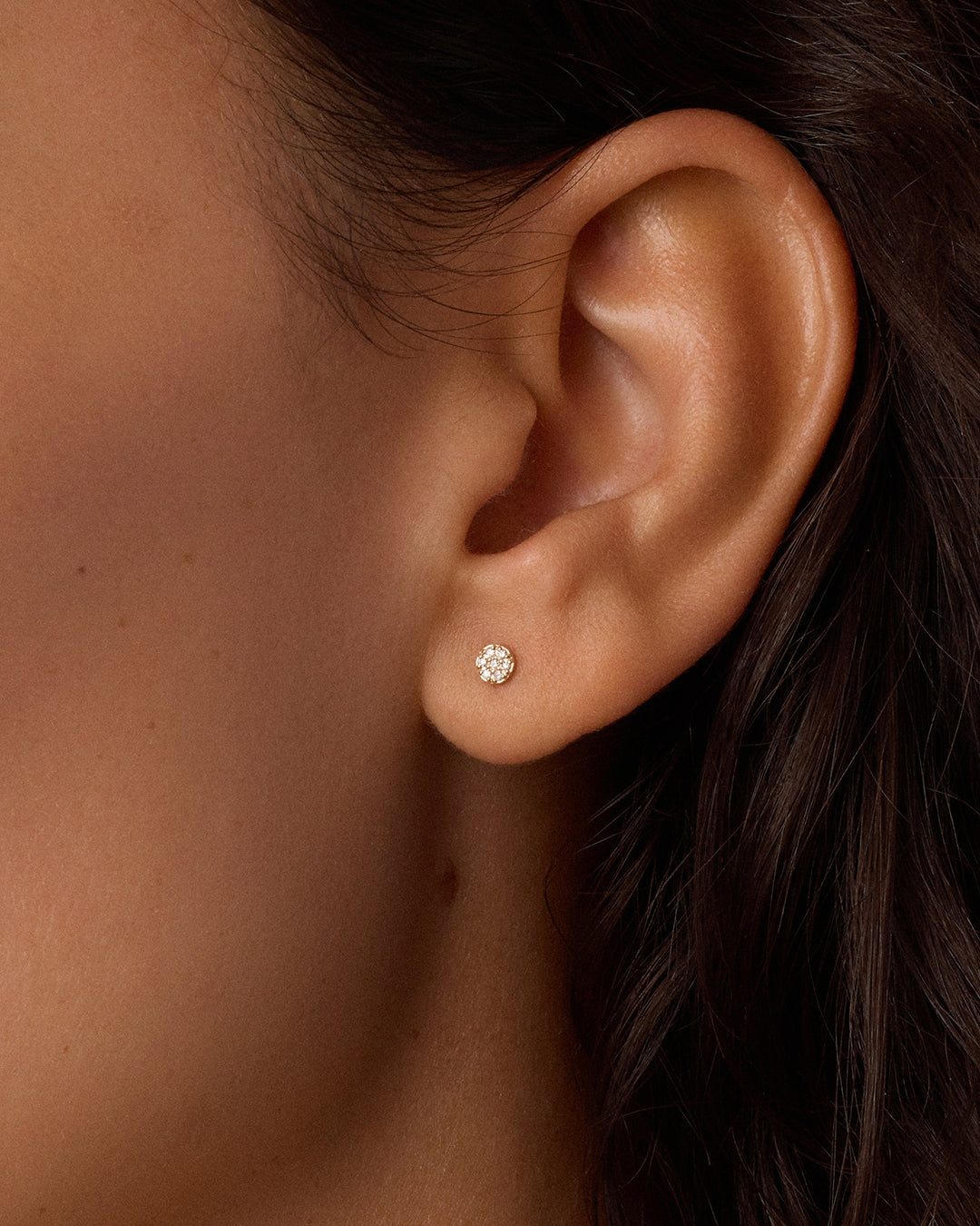 Diamond Pavé Flat Back Studs || option::14K Solid Gold
