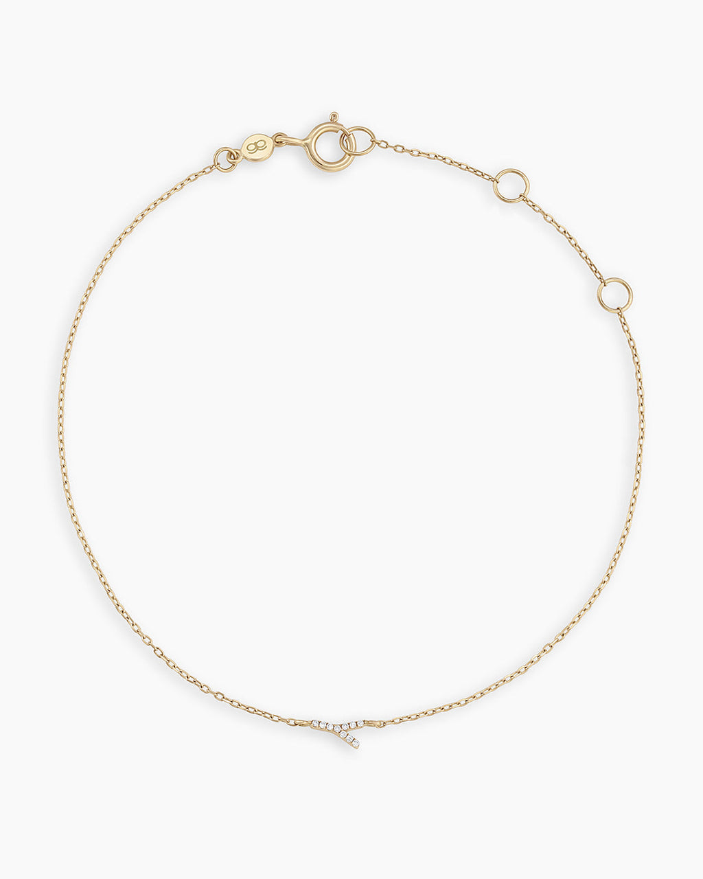 Diamond Pavé Alphabet Bracelet #Y || option::14K Solid Gold, Y