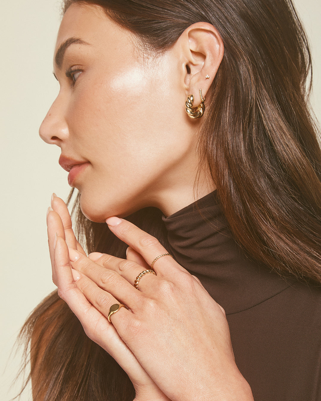 18K Gold Plated engravable signet ring || option::18K Gold Plated