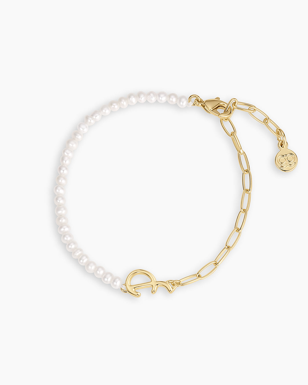 Lou Pearl Alphabet Bracelet || option::18K Gold Plated, P