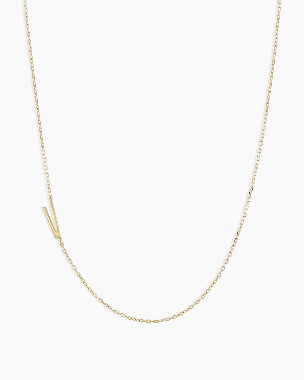 Alphabet Necklace || option::14K Solid Gold, V