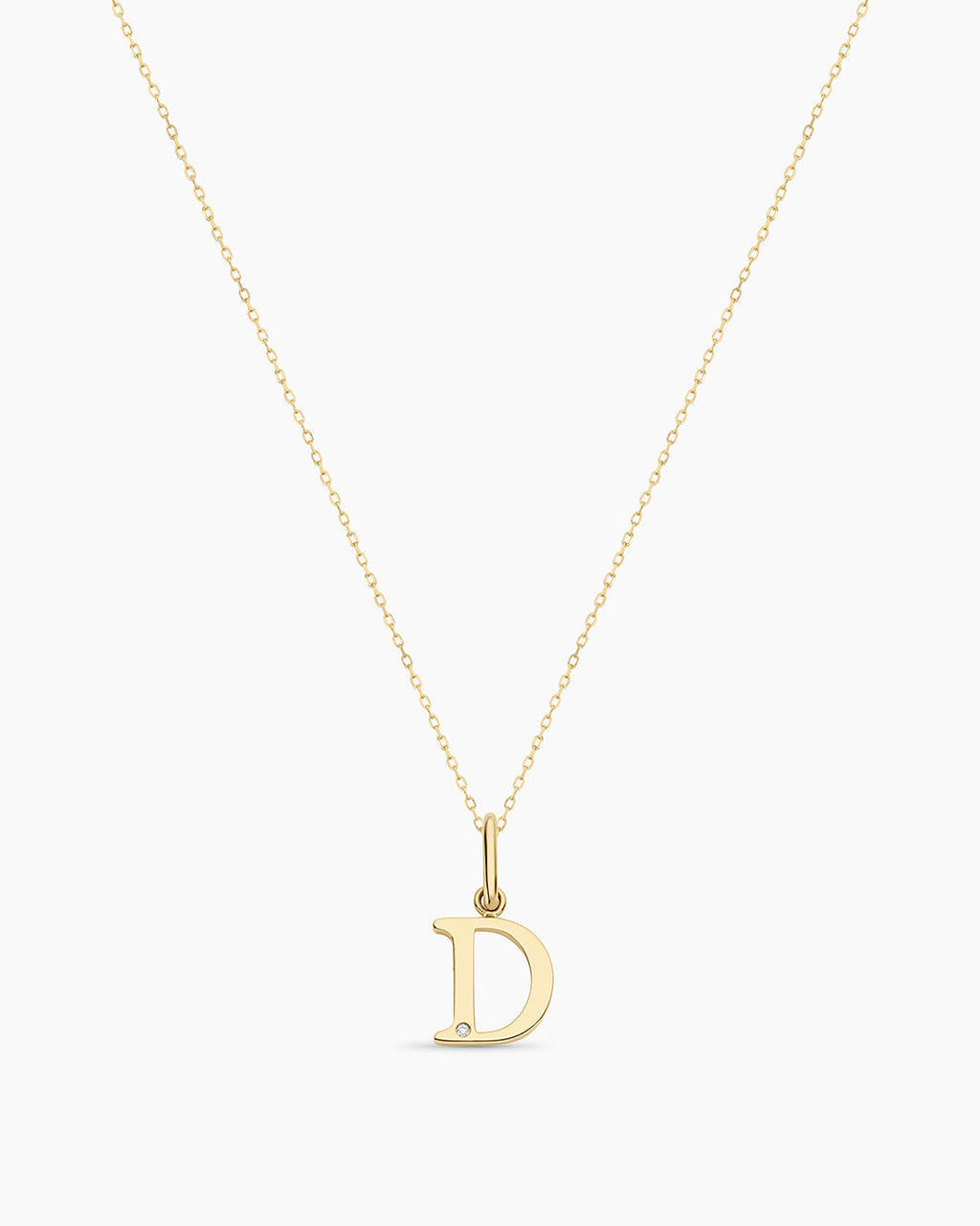 Diamond Vintage Alphabet Necklace || option::14K Solid Gold, D