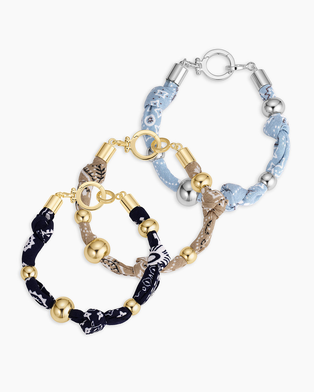 Paisley Bandana Knot Bracelet || option::18K Gold Plated, Navy