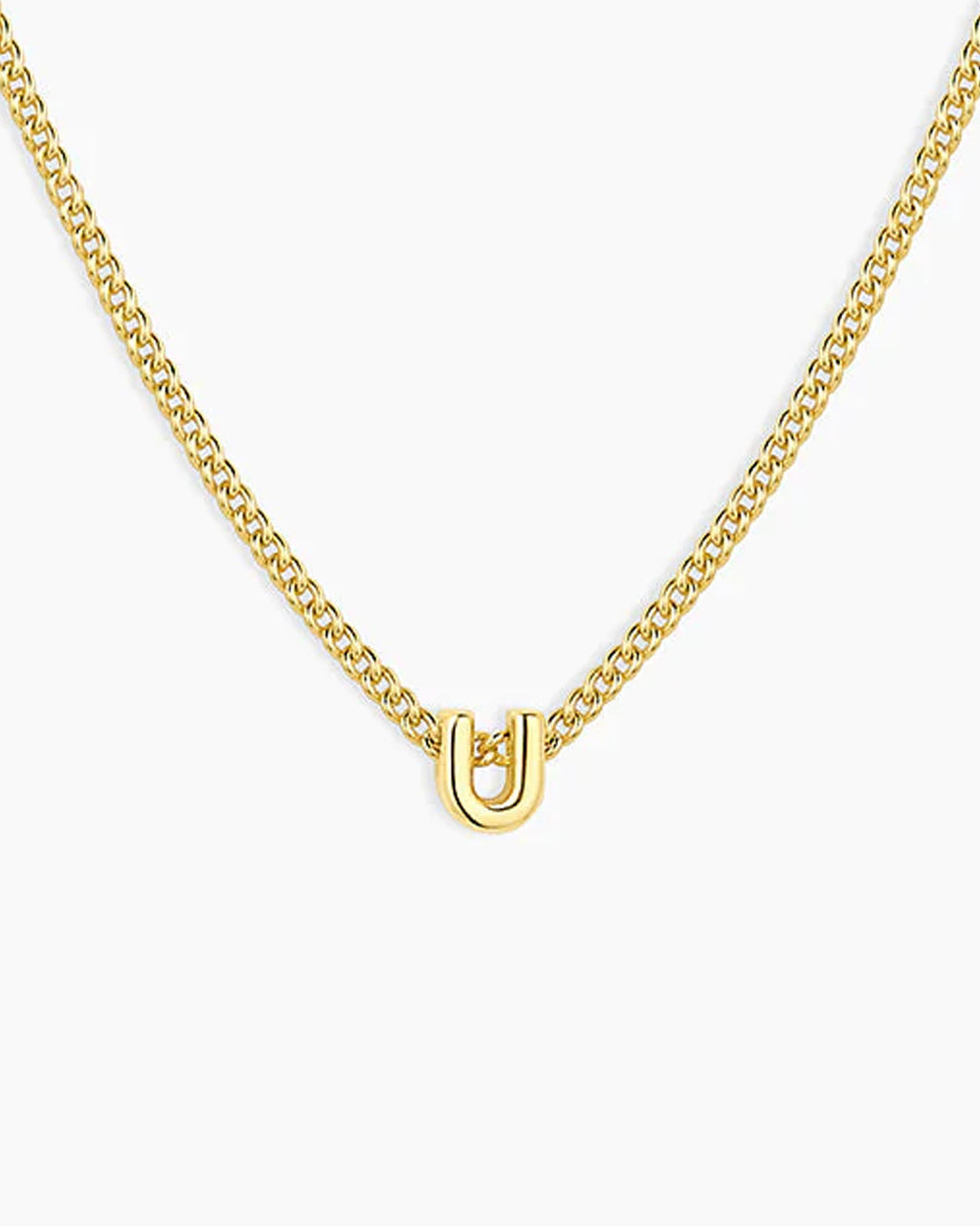 Wilder Mini Alphabet Necklace || option::18K Gold Plated, U