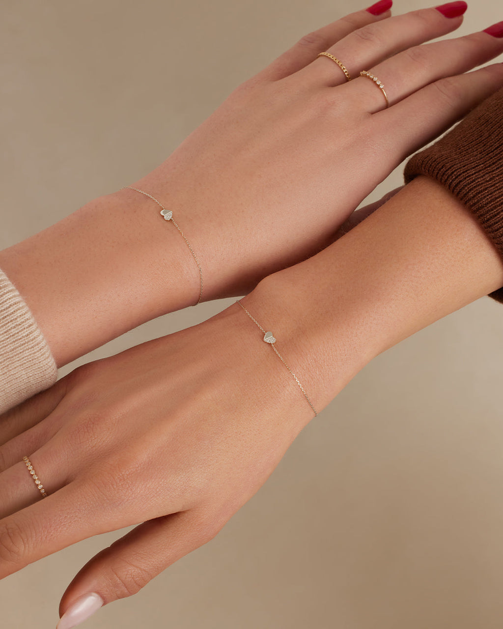 Diamond Bond Bracelet || option::14K Solid White Gold, Set