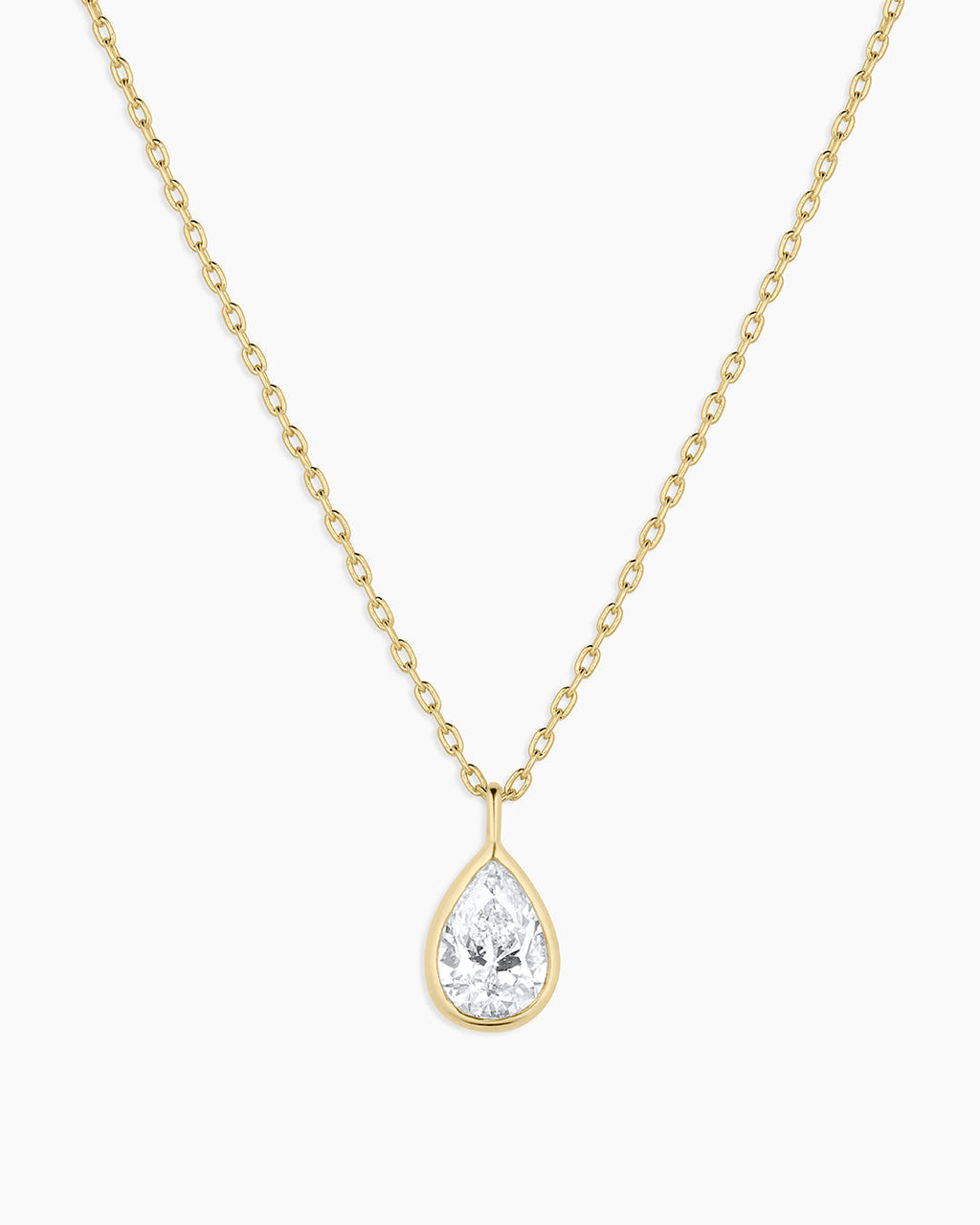 Classic Diamond Pear Necklace || option::14K Solid Gold