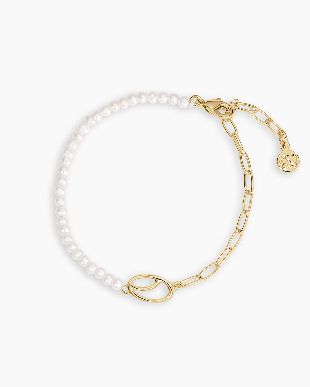 Lou Pearl Alphabet Bracelet || option::18K Gold Plated, O