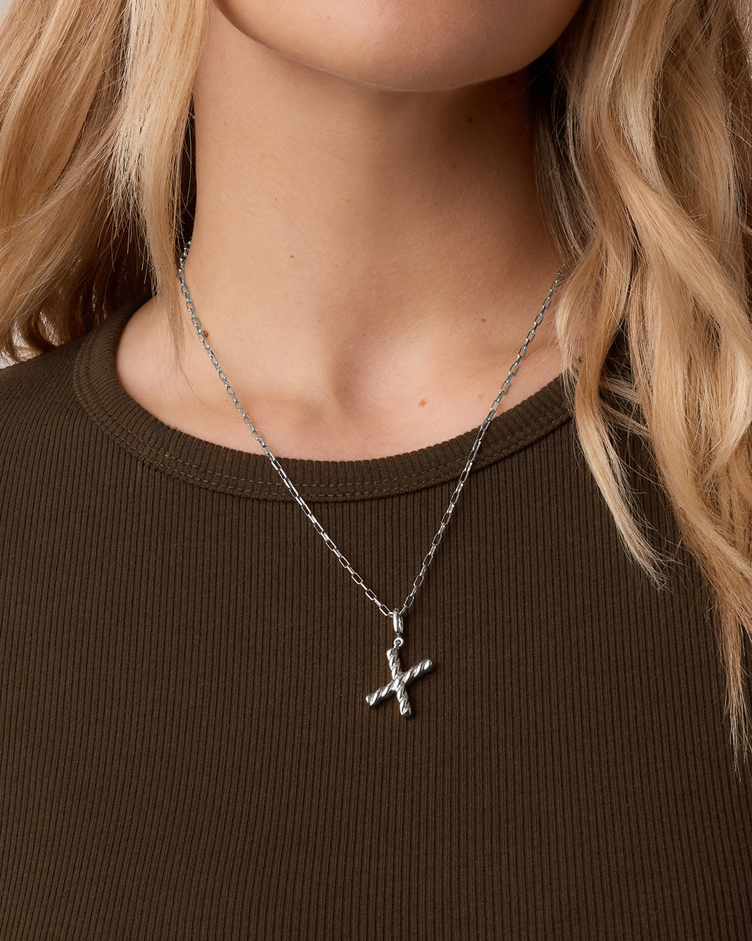 Crew Alphabet Statement Charm || option::Silver Plated, X